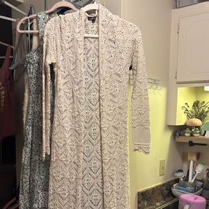 Freshman Ivory Knit Maxi Cardigan